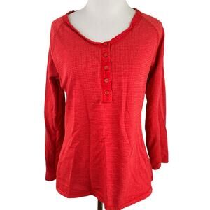 Mountain Khakis MK Women's Red Button Classic Fit Henley Shirt Size Medium